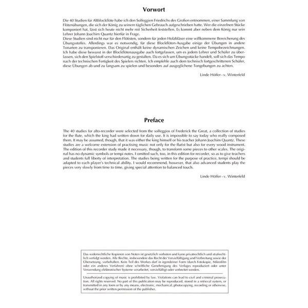 Sikorski Musikverlage 40 Studien Solfeggien Alto Rec