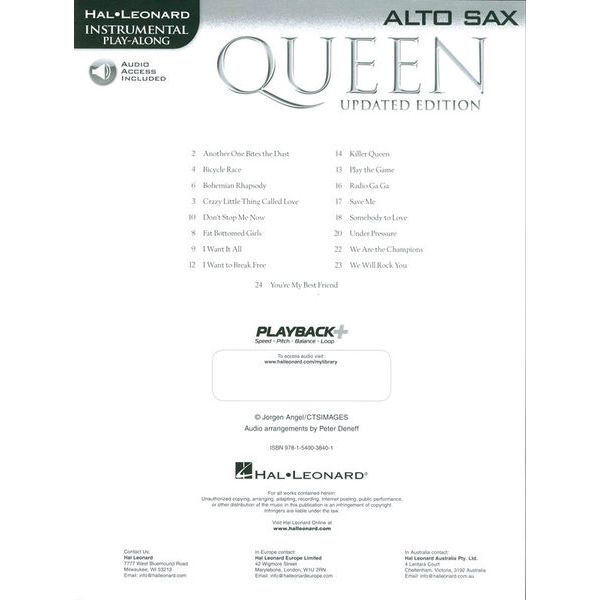 Hal Leonard Queen Alto Sax Play-Along