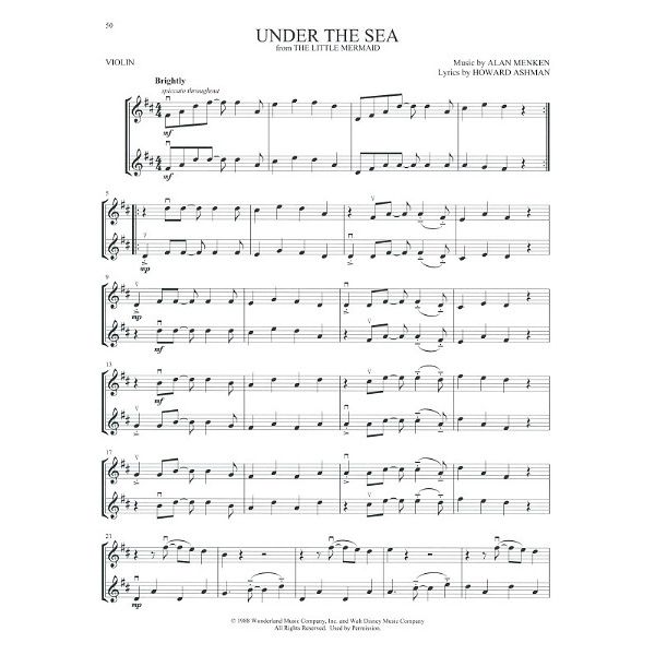Hal Leonard Disney Songs For Violin Duet