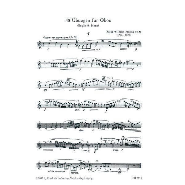 Friedrich Hofmeister Verlag Ferling 48 bungen Oboe