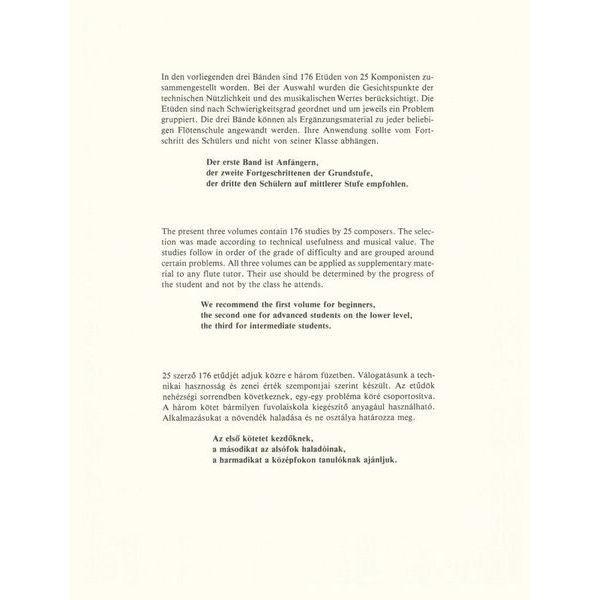 Editio Musica Budapest Ausgewhlte Etüden Flute 1