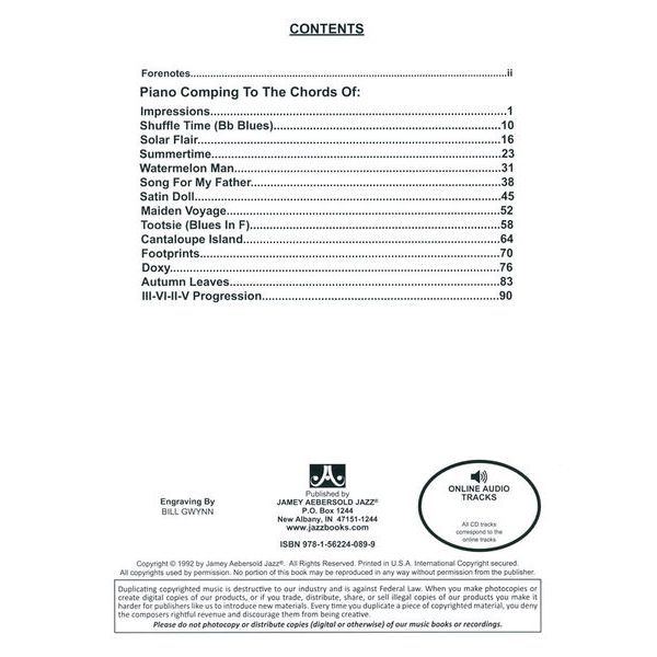 Jamey Aebersold Jazz Piano Voicings Vol.54