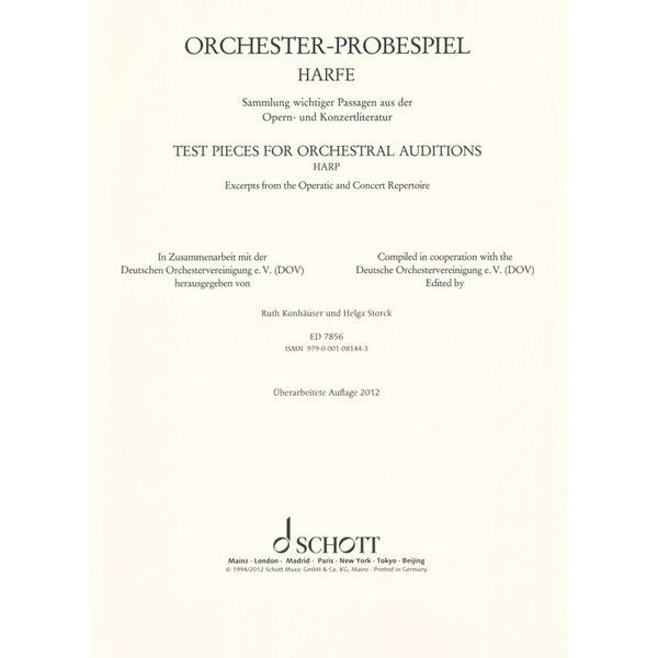 Edition Peters Orchester Probespiel Harfe