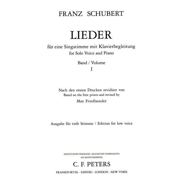 Edition Peters Schubert Lieder 1 Tief