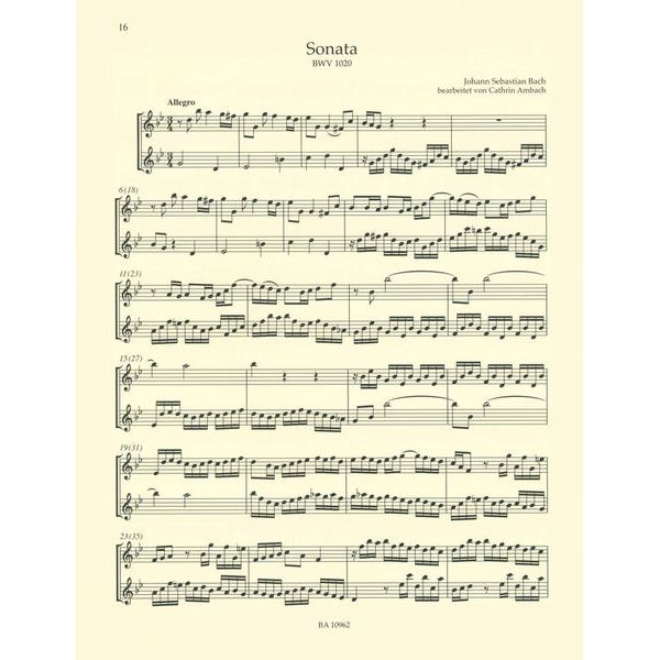 Brenreiter Bach 3 Sonaten for 2 Flöten