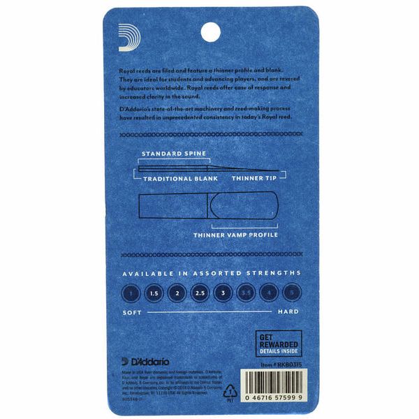 DAddario Woodwinds Royal Tenor Sax 1.5 - 3-Pack