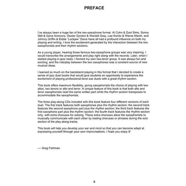 Greg Fishman Jazz Saxophone Duets 2