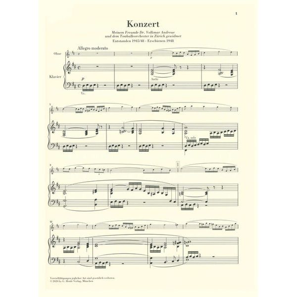 Henle Verlag Strauss Oboenkonzert D-Dur