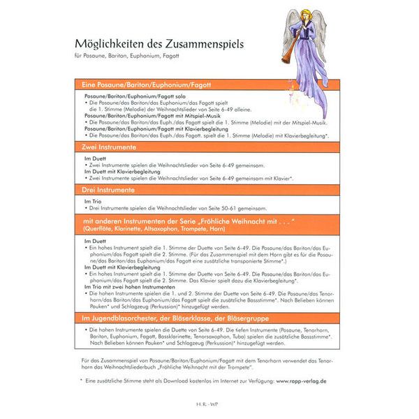 Horst Rapp Verlag Fr&ouml;hliche Weihnacht Trombone