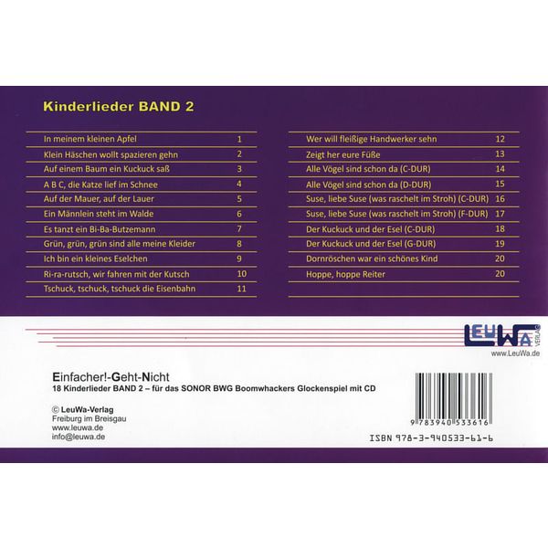 LeuWa-Verlag  Kinderlieder 2 Sonor BWG