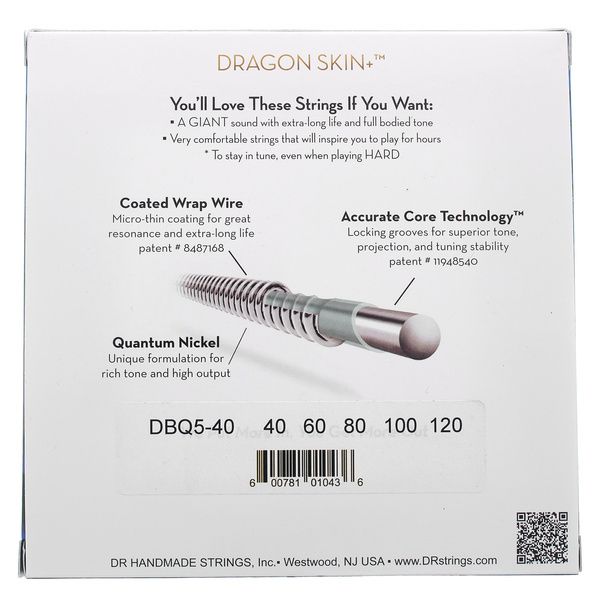 DR Strings Dragon Skin+ DBQ5-40 Coated