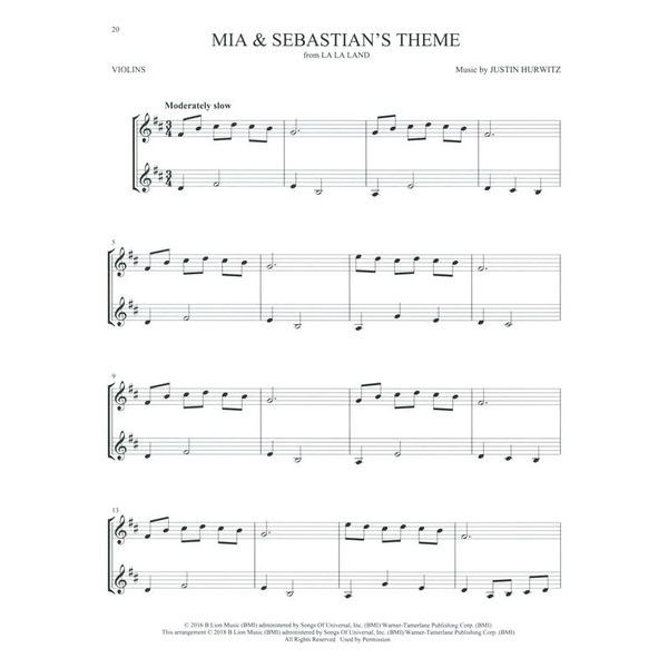 Hal Leonard Movie Songs For Two Violins