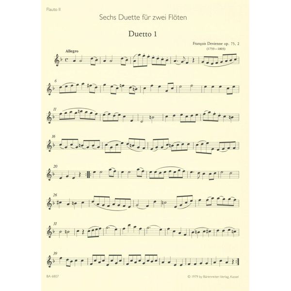 Brenreiter Devienne Fl&ouml;tenduette op. 75/2