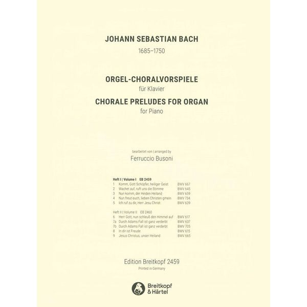 Breitkopf & Hrtel Bach Choralvorspiele 1