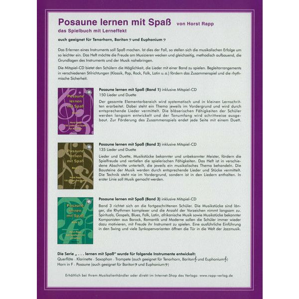 Horst Rapp Verlag Posaune lernen mit Spa 1