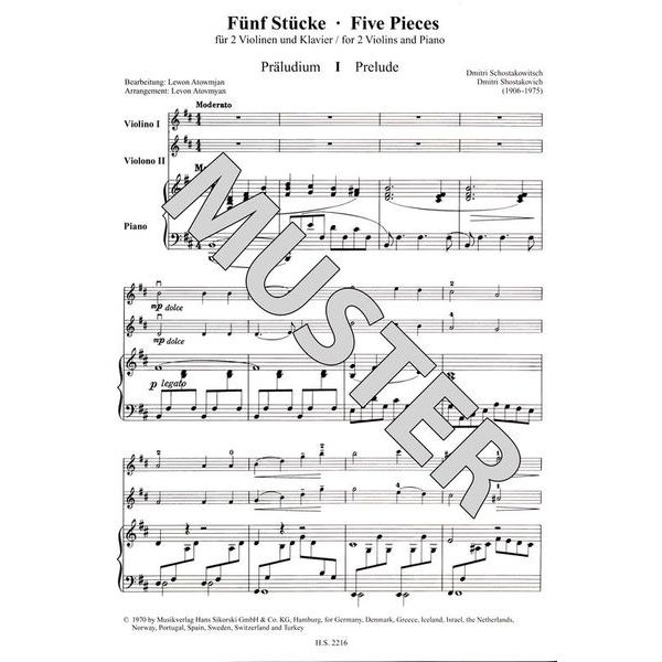 Sikorski Musikverlage Schostakowitsch 5 Stücke VL
