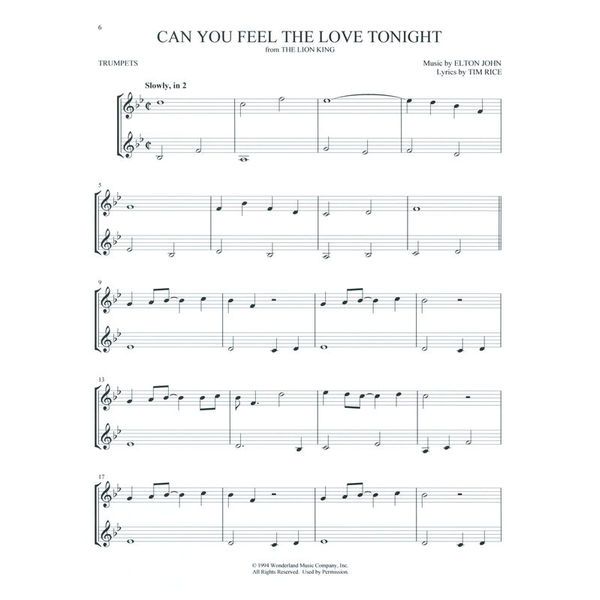 Hal Leonard Disney Songs For Two Trumpet