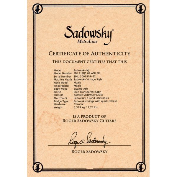 Sadowsky MetroLine 21-5 Vin MM Blue T