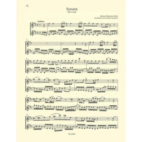 Brenreiter Bach 4 Sonaten für 2 Fl&ouml;ten