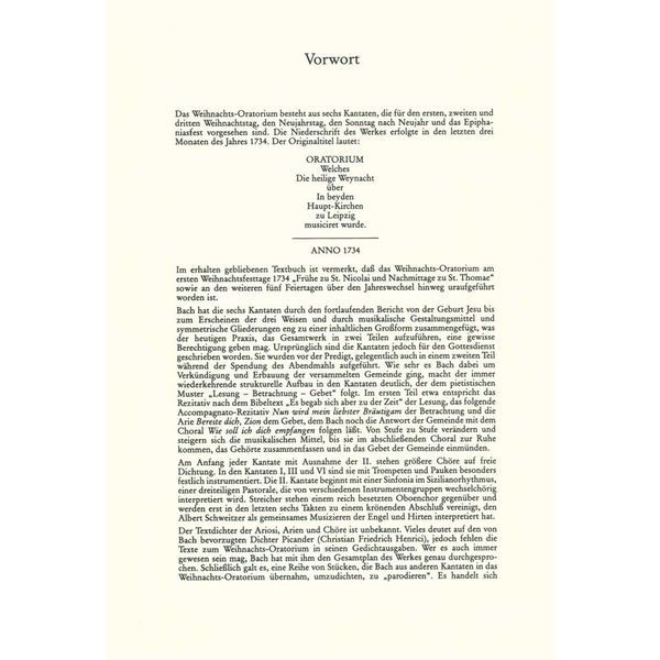 Edition Peters Bach Weihnachts-Oratorium