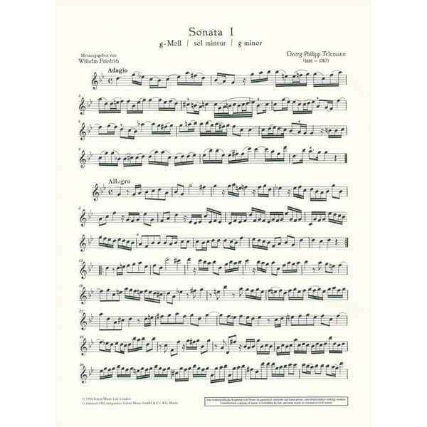 Schott Telemann 6 Sonaten Violine