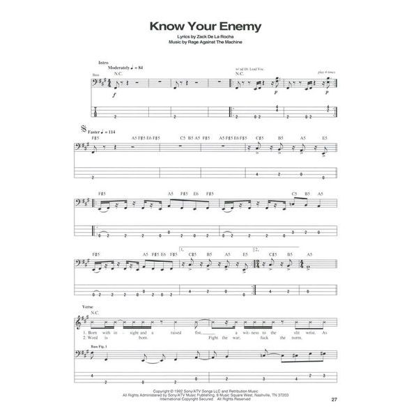 Hal Leonard Rage Against The Machine Bass