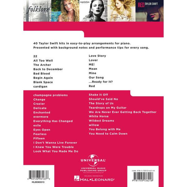Hal Leonard Really Easy Piano Taylor Swift