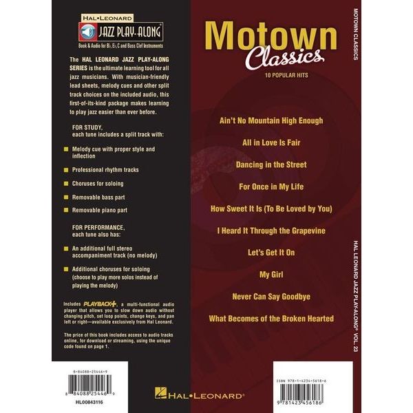 Hal Leonard Jazz Play-Along Motown Classic