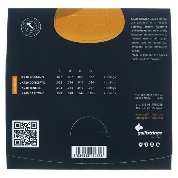 Galli Strings UX730 Tenor Ukulele Strings