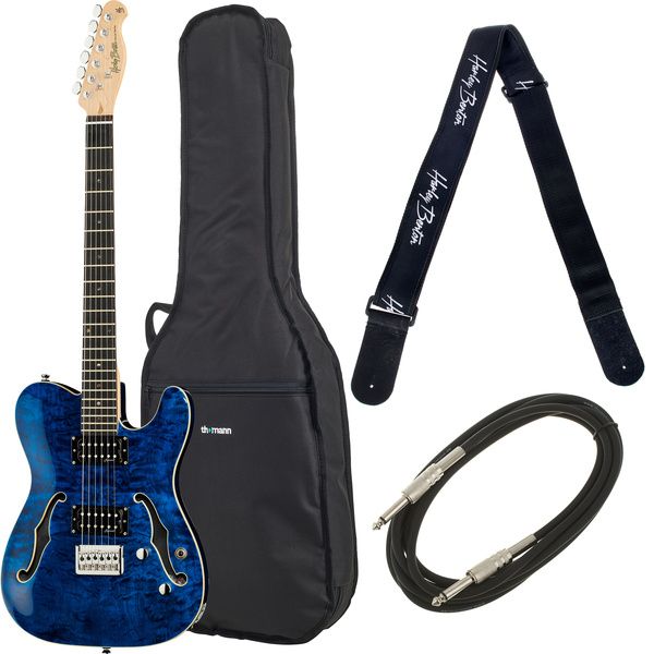 Harley Benton TE-90QM HH Trans Blue Bundle