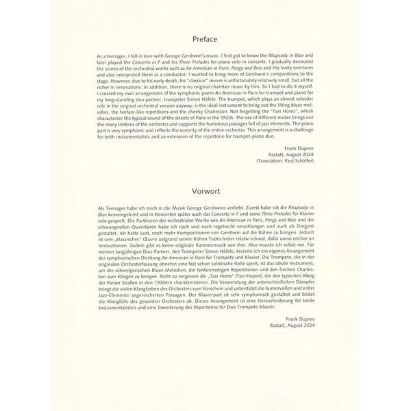 Schott Gershwin American in Paris