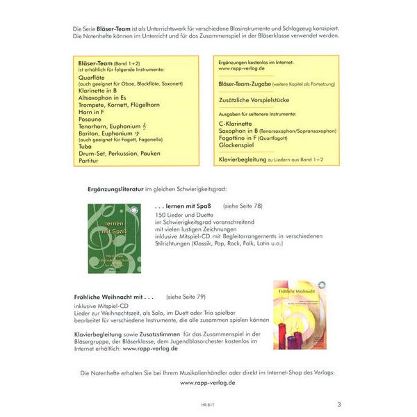 Horst Rapp Verlag Blser-Team 1 Trumpet