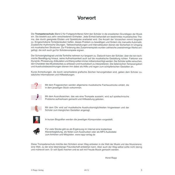 Horst Rapp Verlag Trompetenschule 2 für Fortgesc