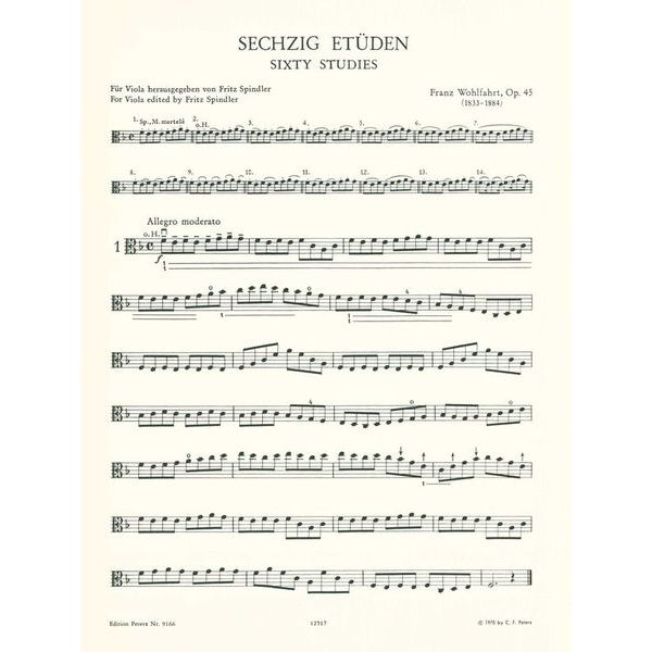 Edition Peters Wohlfahrt 60 Etüden Viola