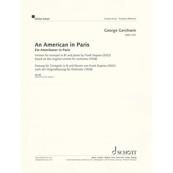 Schott Gershwin American in Paris