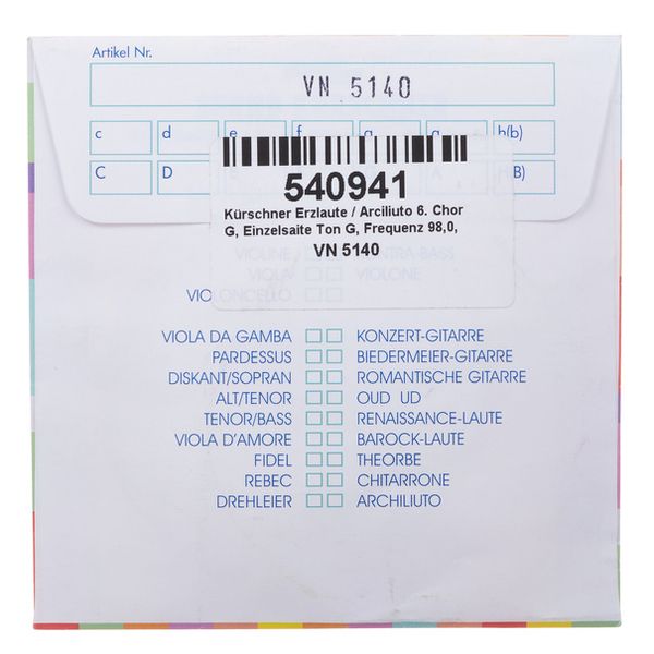 K&uuml;rschner Arch Lute 6th Course G