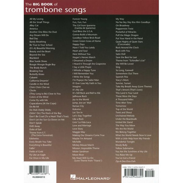 Hal Leonard Big Book Of Trombone Songs