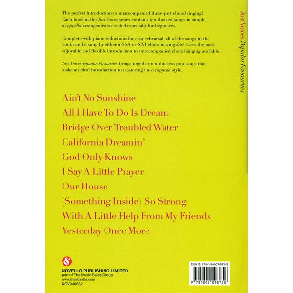 Novello & Co Ltd. Just Voices Popular Favourites