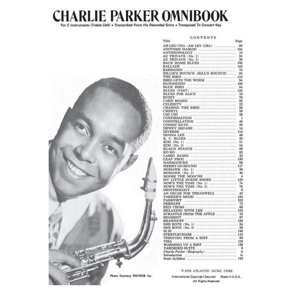 Atlantic Music Charlie Parker Omnibook C