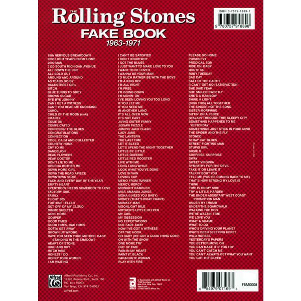 Alfred Music Publishing Rolling Stones Fake Book