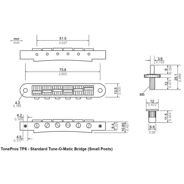 TonePros TP6A G Tune-O-Matic Bridge GD