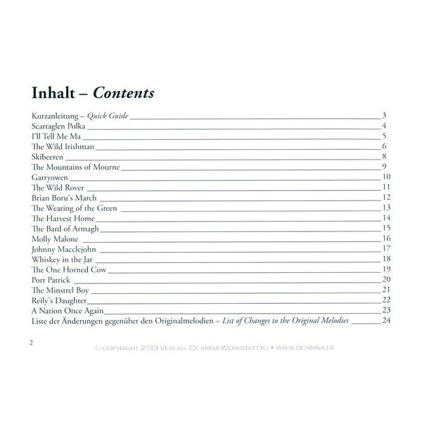 ocarinamusic Irische Lieder für Ocarina