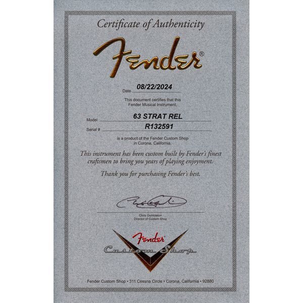 Fender 63 Strat 3CS Relic