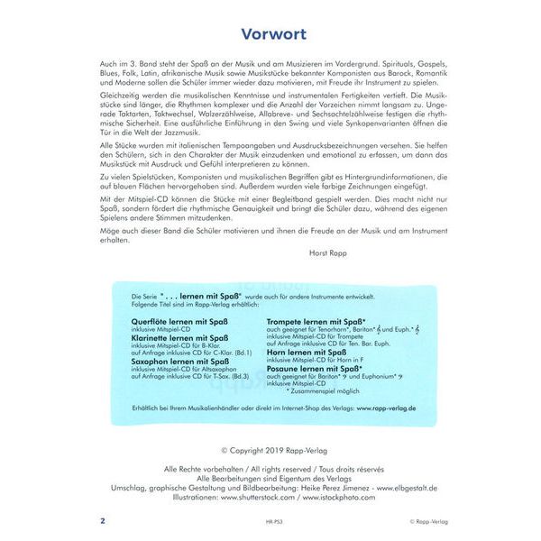 Horst Rapp Verlag Posaune lernen mit Spa 3