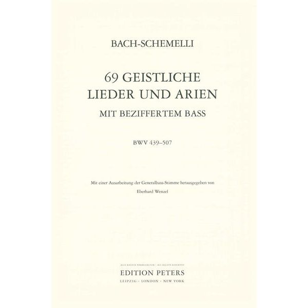 Edition Peters Bach Geistliche Lieder + Arien