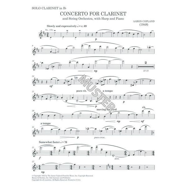 Boosey & Hawkes Copland Concerto Clarinet