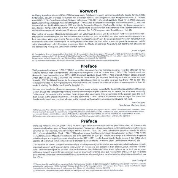 Heinrichshofen Verlag Mozart 6 Arien Blockflöte