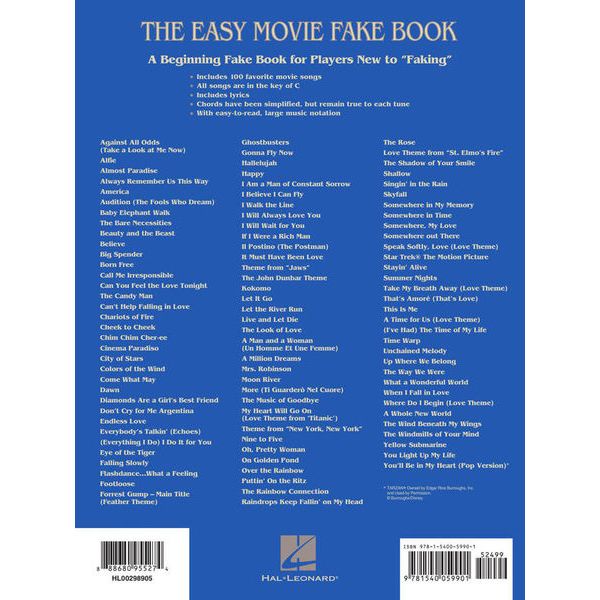 Hal Leonard The Easy Movie Fake Book