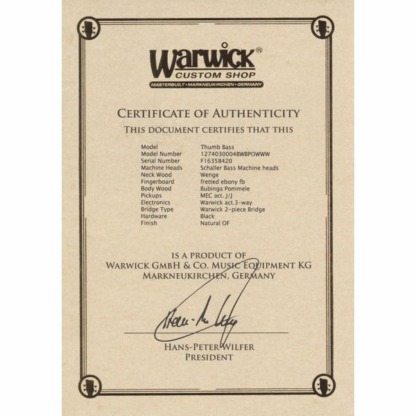 Warwick Masterbuilt Thumb Bass NT 4