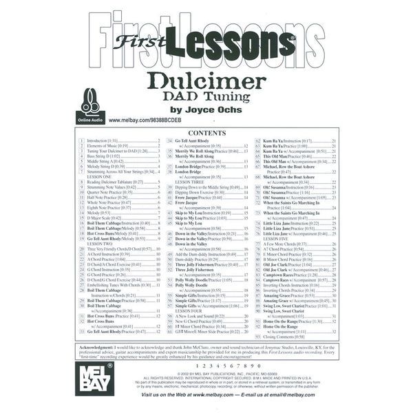Mel Bay First Lessons Dulcimer